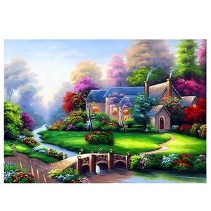 5D Diamond Painting Art Craft Kit Cottage House DIY Paint By Numbers Craft Set